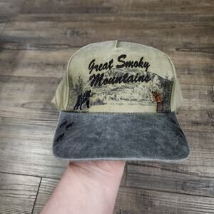 Vintage Great Smokey Mountains Bear Elk Adjustable hat Cap souvenir cb